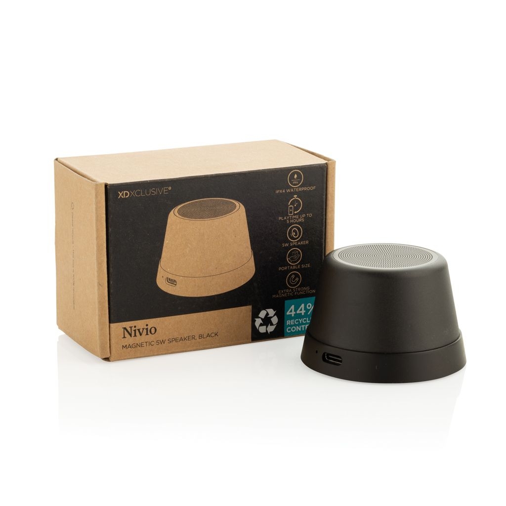 XDP331.16-01Nivio magnetischer 5W-Speaker aus RCS recyceltem Aluminium_ schwarz