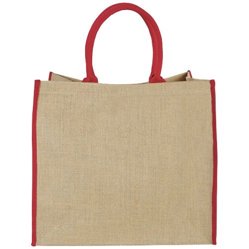 PF120182-4Harry farbige Jute Tragetasche 25L_ natur_rot