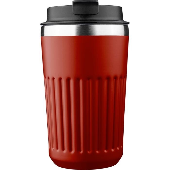 GI1353907-10Reisebecher aus recyceltem Edelstahl _400 ml_ Chiara_ burgundy
