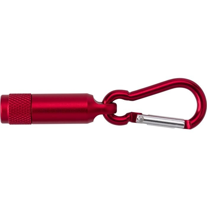 GI432009-08Mini-Taschenlampe aus Aluminium mit Karabiner Tracy_ rot