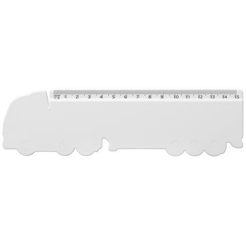 PF210456-1Tait 15 cm LKW-foermiges Lineal aus Recycling-Kunststoff_ weiss