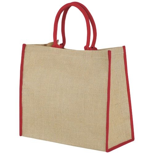 PF120182-4Harry farbige Jute Tragetasche 25L_ natur_rot