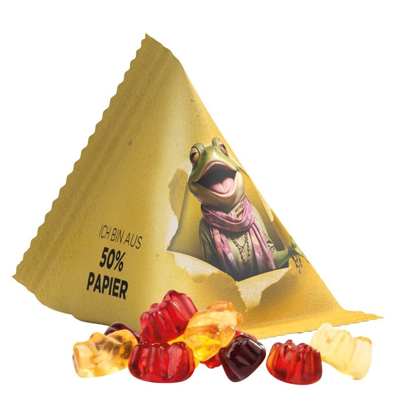 JG17067-1Tetraeder 15g_ Fruchtgummi Standardformen_ Fruchtsaft-Baerchen_ weisse Folie