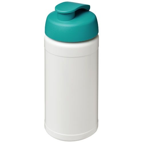 PF210068-6Baseline® Plus 500 ml Sportflasche mit Klappdeckel_ weiss_aquablau