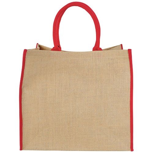 PF120182-4Harry farbige Jute Tragetasche 25L_ natur_rot