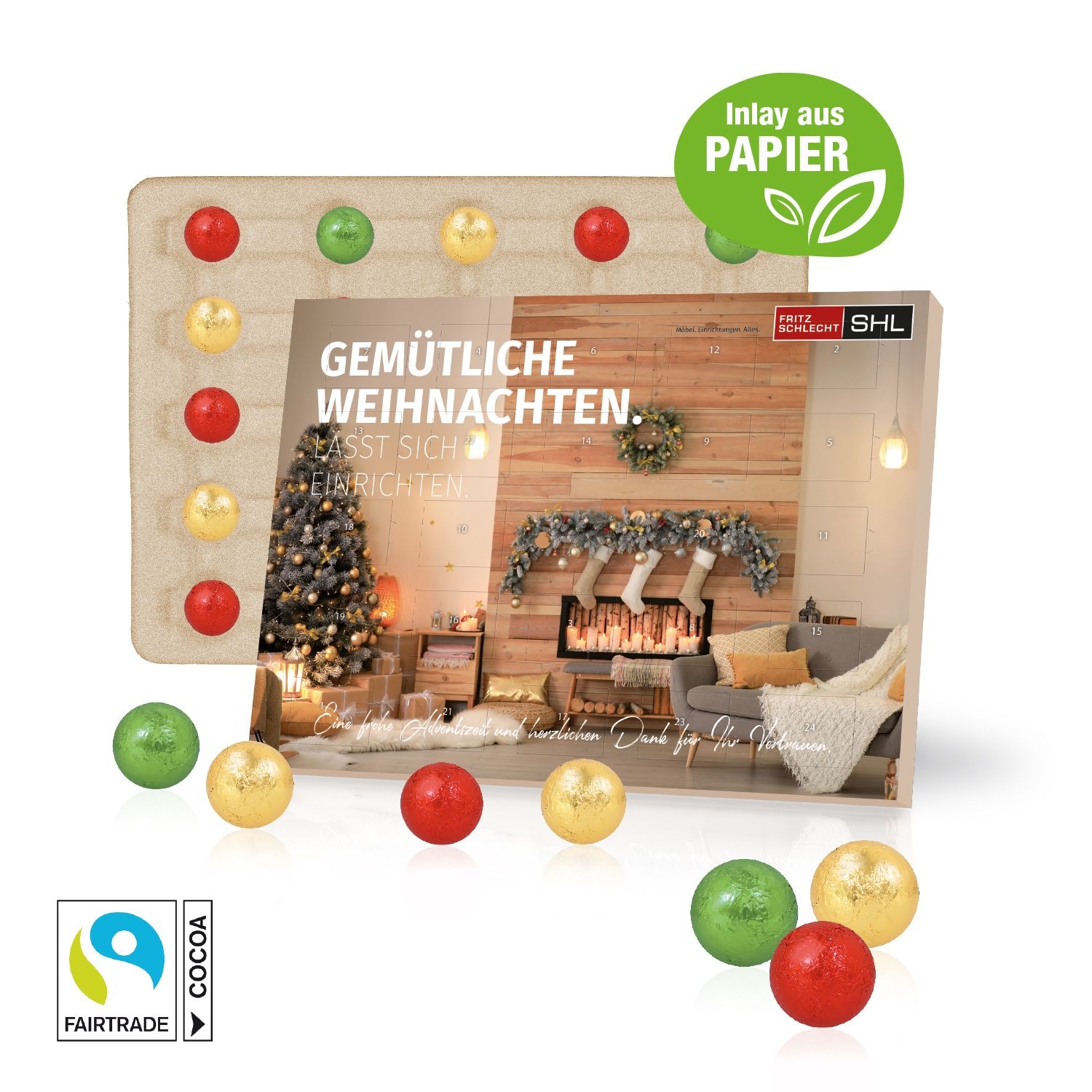 CD55414-02Tisch-Adventskalender mit Fairtrade® Schokolade_ Inlay aus Papier _ Individuelles Motiv