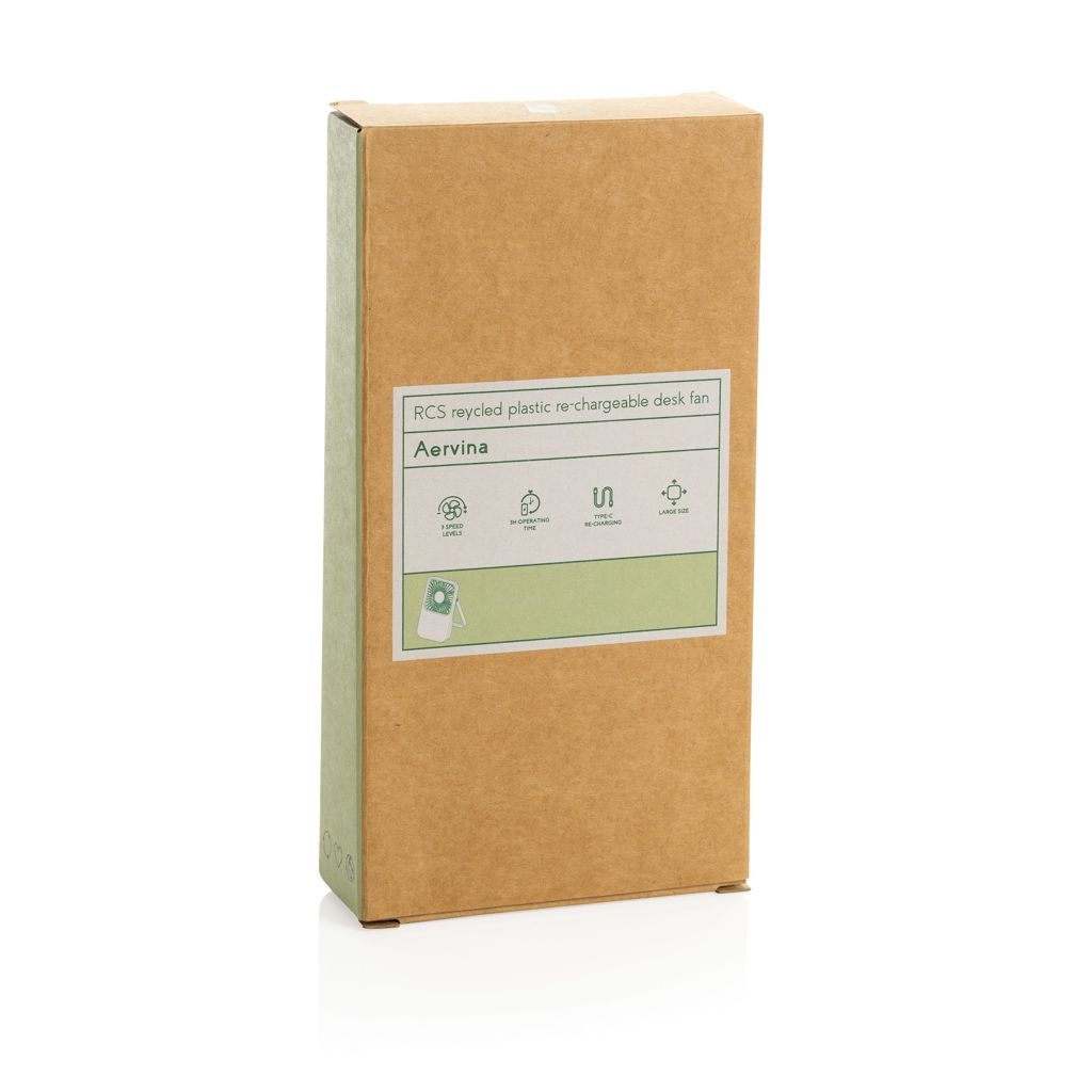 XDP457_08-03Aervina wiederaufladbarer Tischventilator aus RCS rec. ABS_ weiss