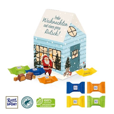 CD95187-02Adventskalender _Haus_ mit Ritter SPORT Schokowuerfel_ Individuelles Motiv