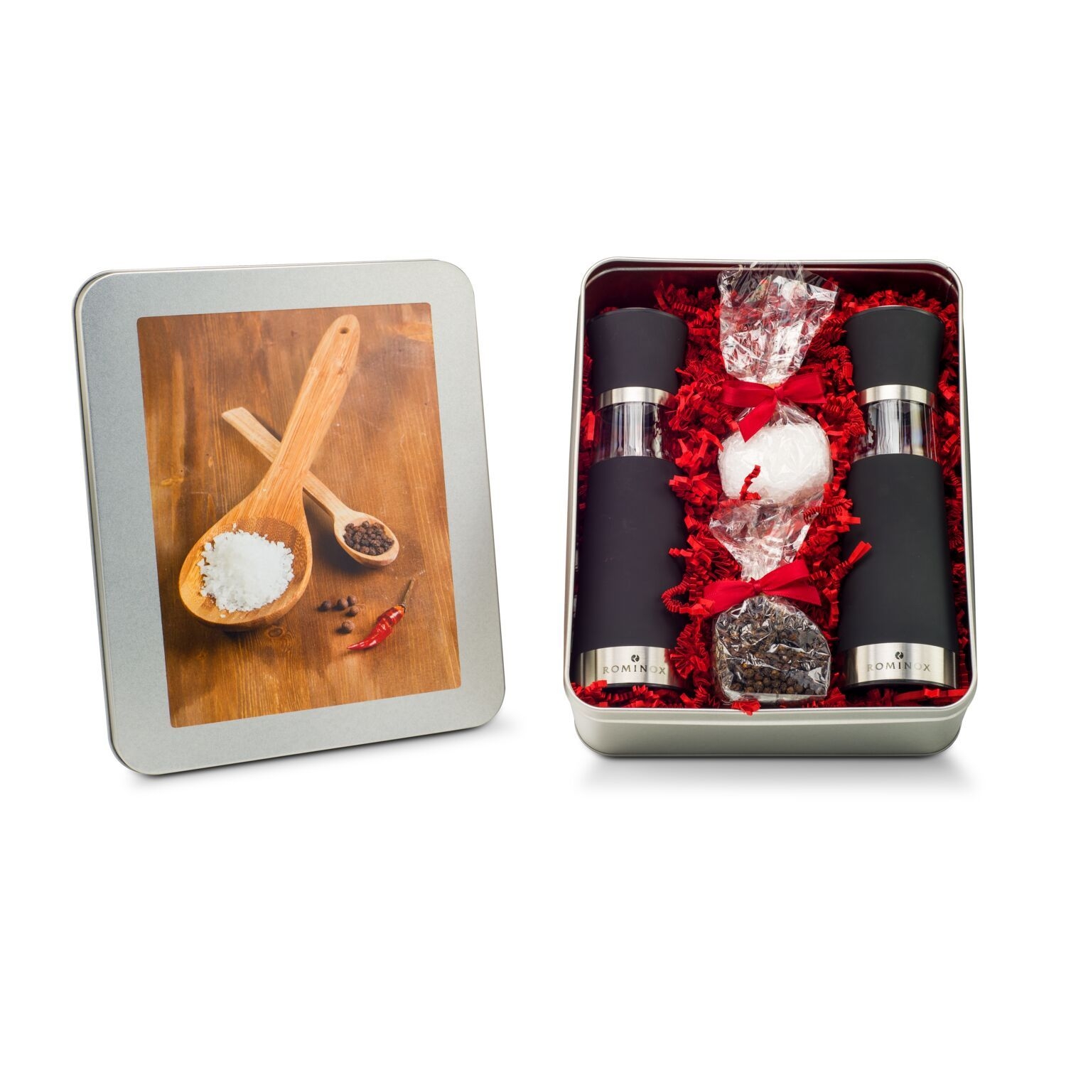 RP2191Salz- _ Pfeffermuehlen Set - in Silberdose