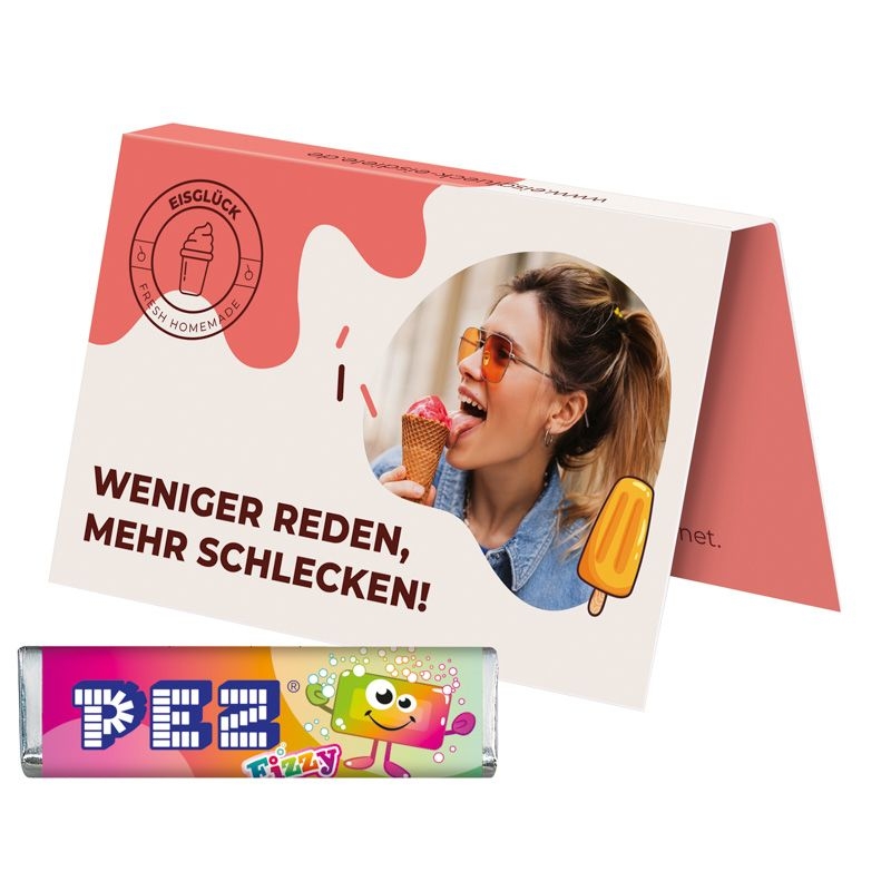 JG10174-4Werbekarte Visitenkartenformat PEZ_ PEZ Bonbonriegel_ Fizzy