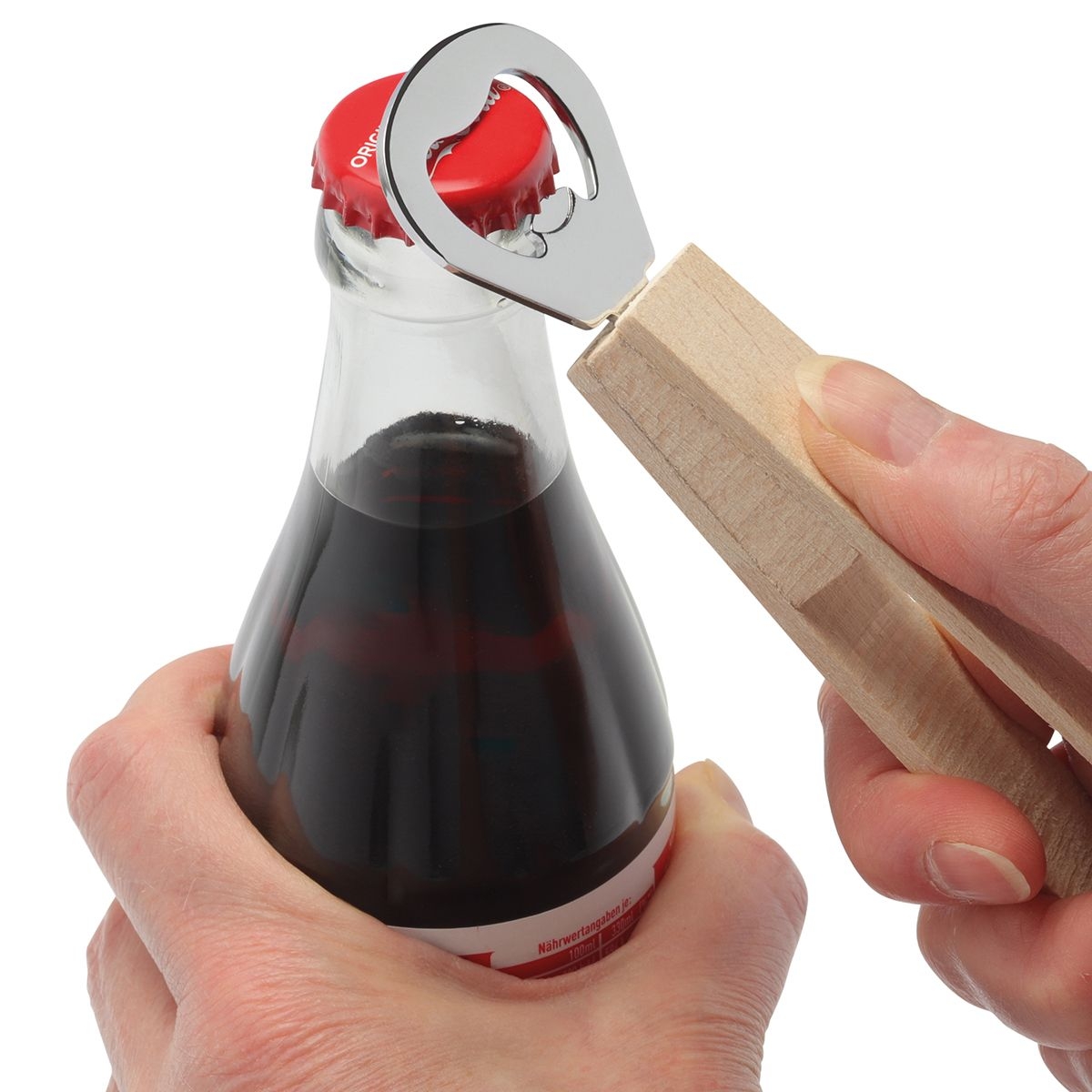 HE8147-S6Grillzange Holz mit Flaschenoeffner_ beige