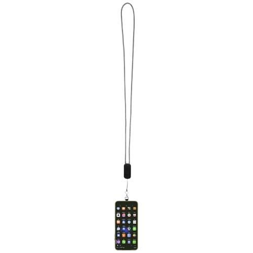 PF124494-4Anser Smartphone Lanyard aus recyceltem Kunststoff mit 27 W 5-in-1 integriertem Kabel_ schwarz