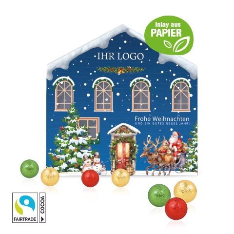 CD55419Adventskalender Weihnachtshaus _Exklusiv_ mit Fairtrade® Schokolade