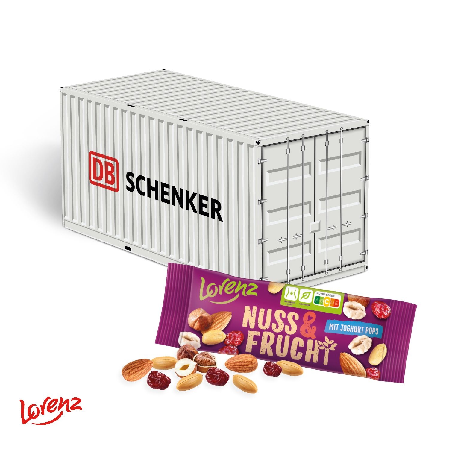 CD91692-013D Praesent Container mit Lorenz Nuss _ Frucht_ Lorenz Nuss _ Frucht