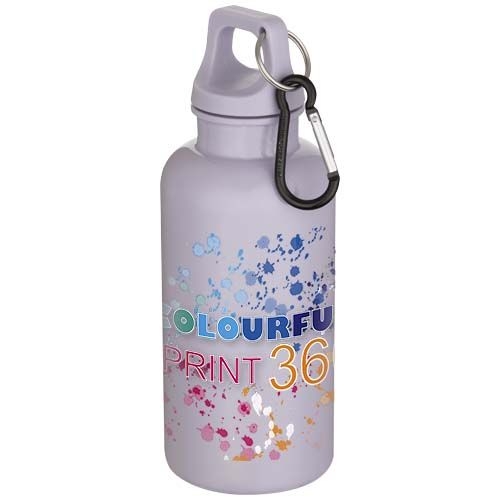 PF100863-3Oregon 400 ml einfarbige RS-zertifizierte Trinkflasche aus recyceltem Kunststoff mit Karabinerhaken