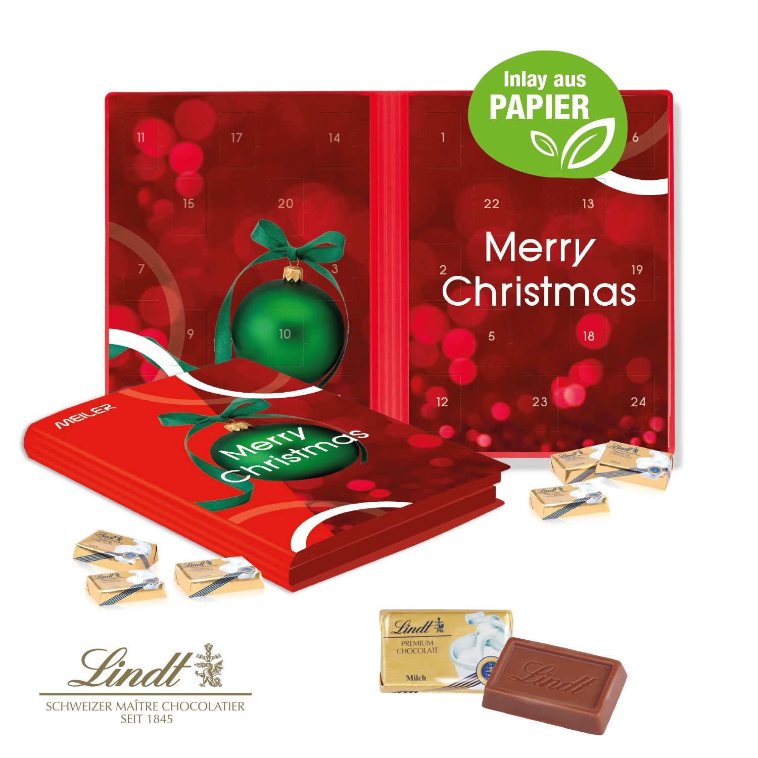 CD55369-01Adventskalender Weihnachtsbuch mit Lindt Schokolade_ Inlay aus Papier_ Motiv-Vorlage