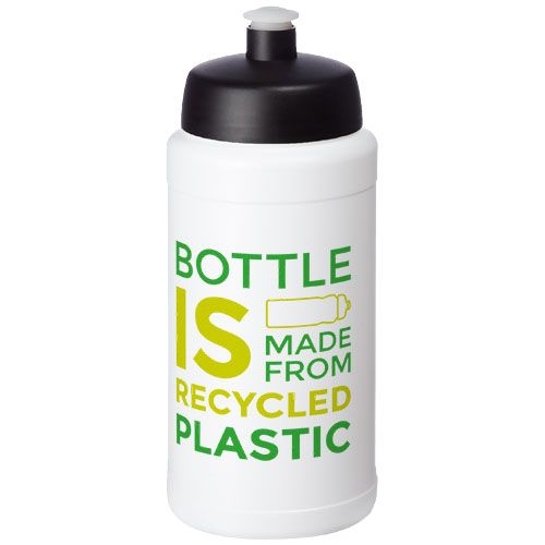 PF210444-11Baseline Recycelte Sportflasche_ 500 ml_ weiss_schwarz