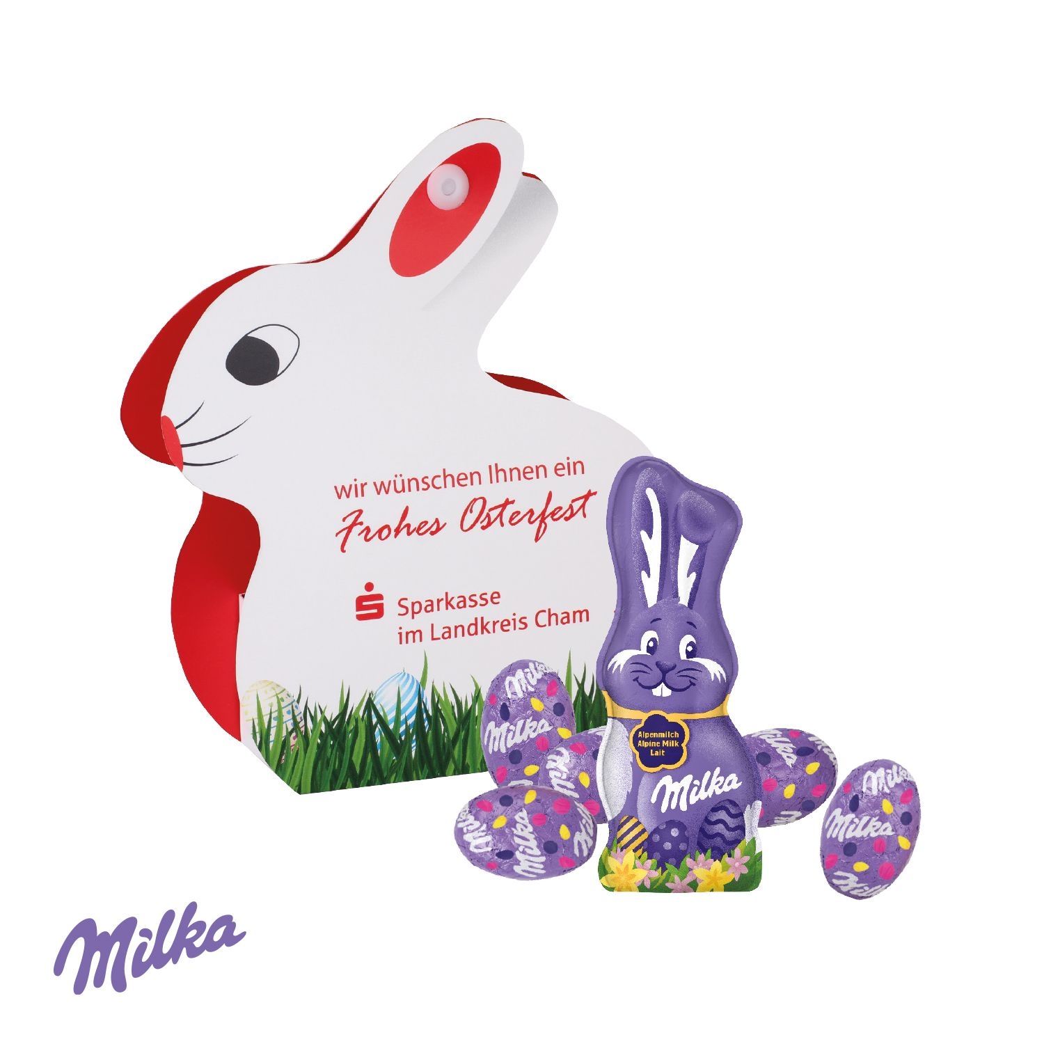 CD94690-01Werbe-Hase mit Schokoladenmischung von Milka_ Milka Schokomischung