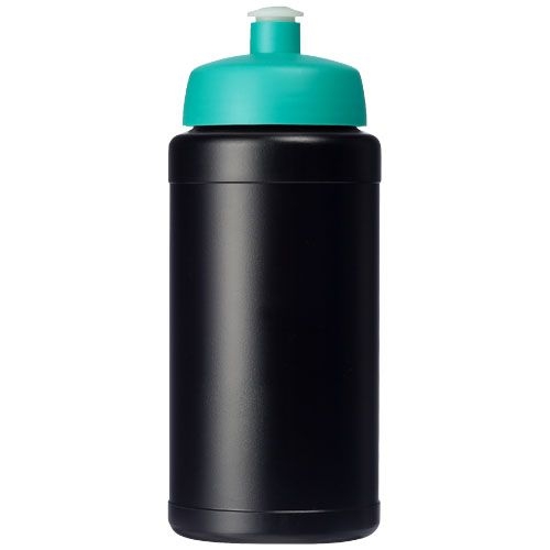 PF210444-13Baseline Recycelte Sportflasche_ 500 ml_ schwarz_aquablau