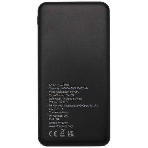 PF124321-1Loop 10.000 mAh Powerbank aus recyceltem Kunststoff_ schwarz