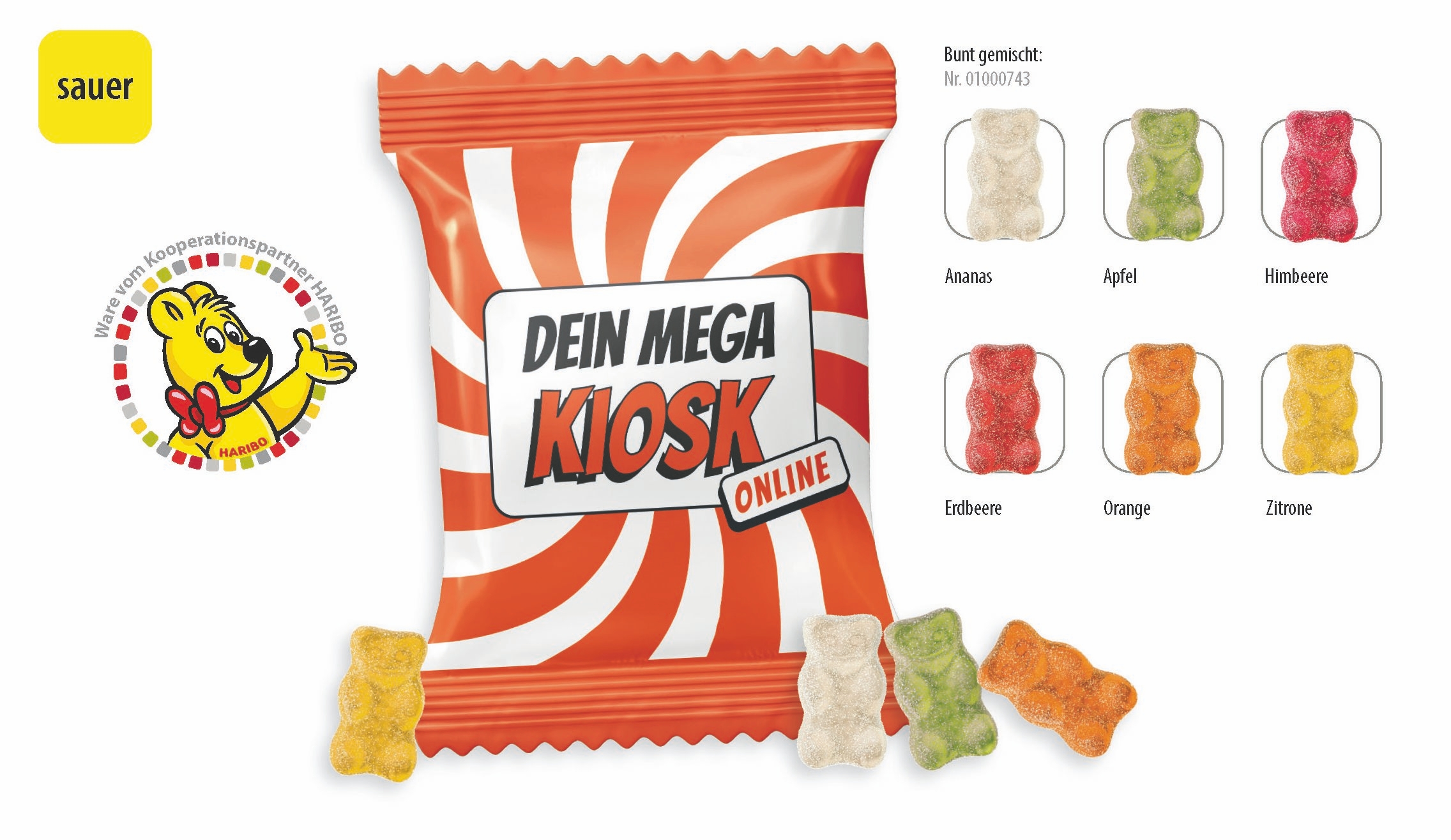 SW0743-1HARIBO Goldbaeren Die Sauren Werbetuete_HARIBO Goldbaeren Die Sauren_ weisse Folie