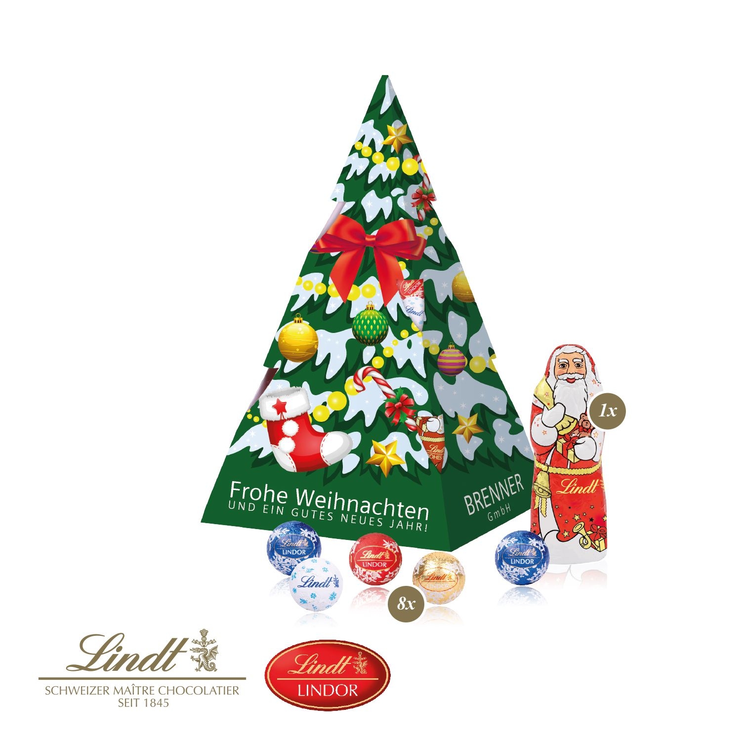 CD95464-01Praesent Weihnachtsbaum mit Lindt Minis und Nikolaus_ Lindt Mischung
