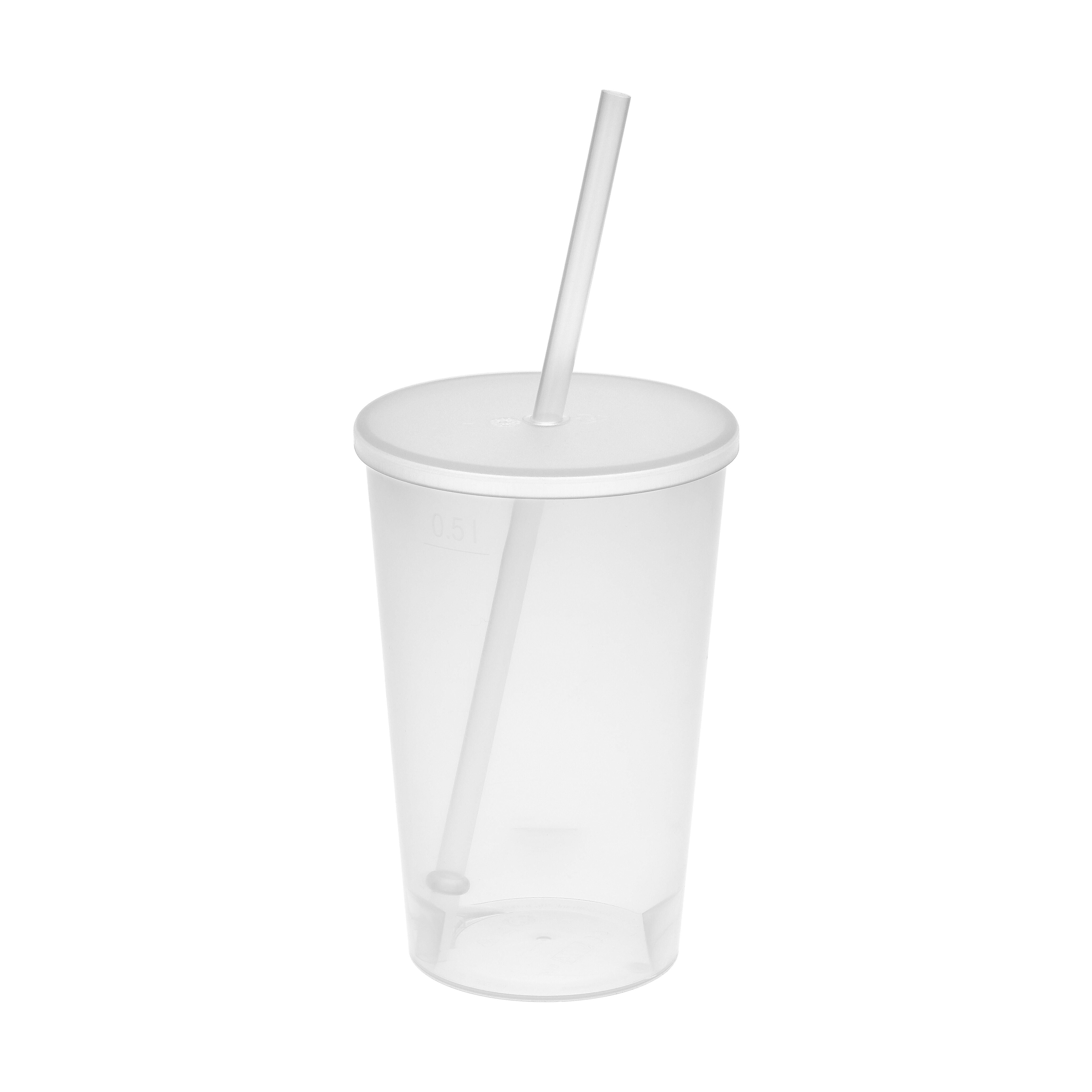 EL02340-1Trinkbecher _Vital_ 500 ml mit Deckel und Strohhalm_ transparent weiss