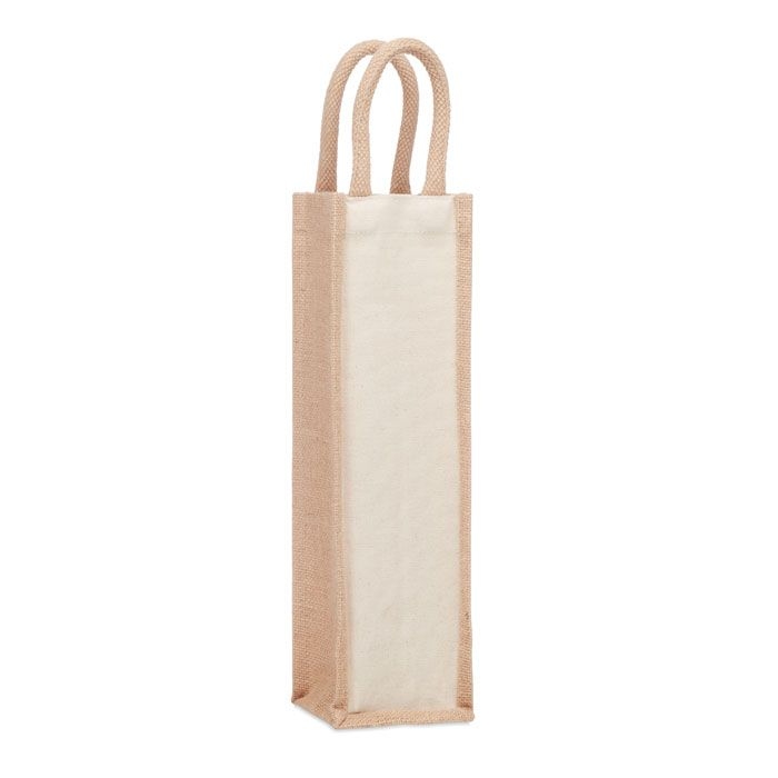 MO6258-13Campo Di Vino Flaschen-Geschenktasche Jute_ beige