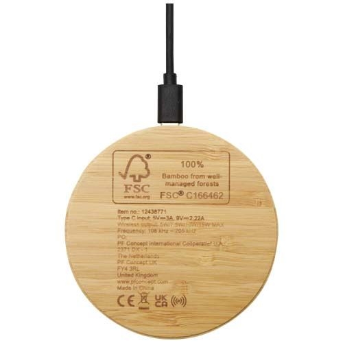 PF124387-1Essence 15W kabelloses Ladepad aus Bambus_ holz