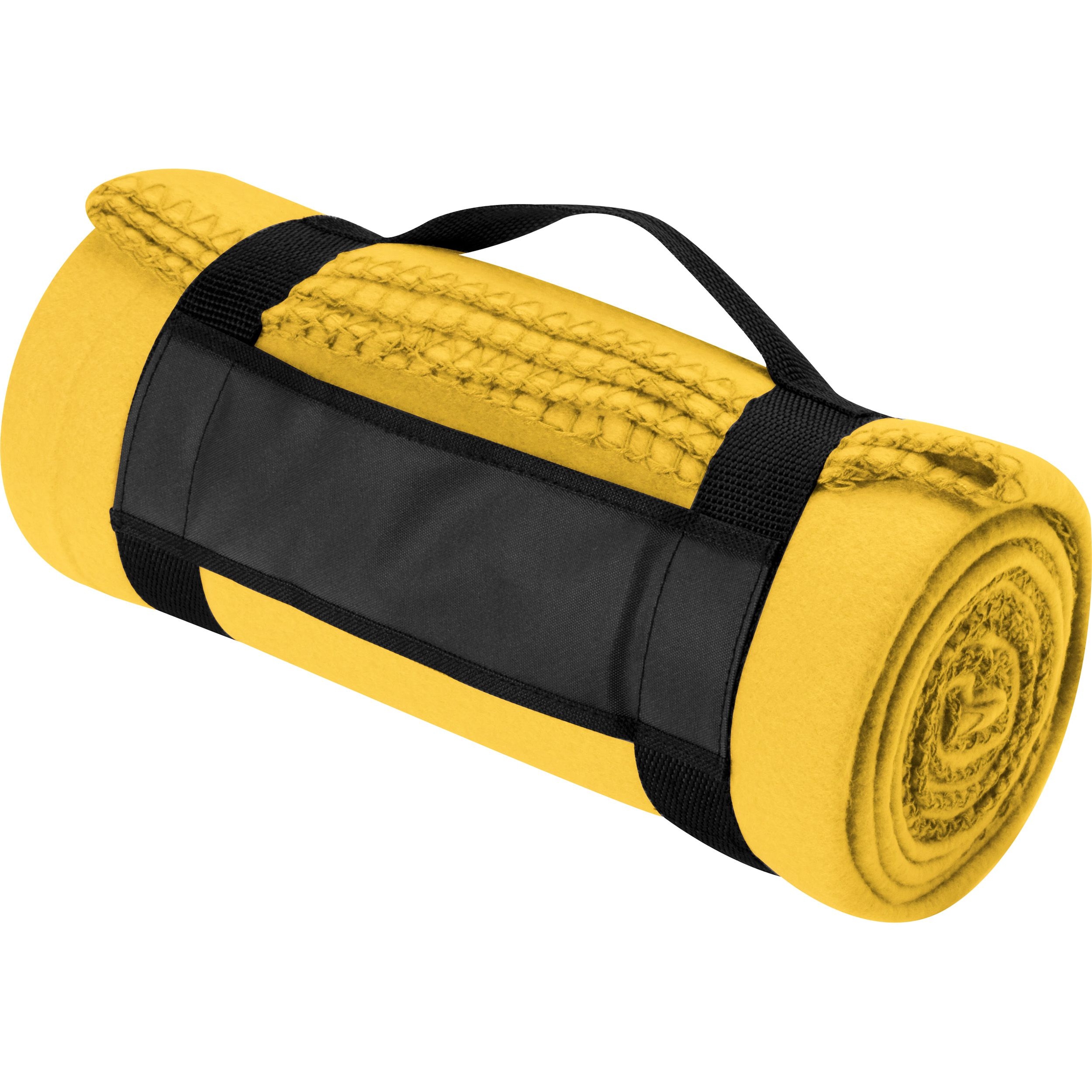 MA66902-08Fleecedecke mit Tragebanderole GIANFRANCO_ gelb