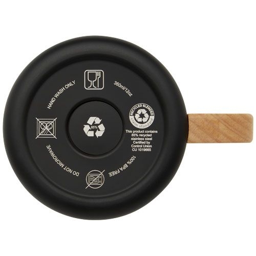 PF100740-4Bjorn RCS-zertifizierter Becher aus recyceltem Edelstahl mit Kupfer-Vakuumisolierung_ 360 ml_ schwar