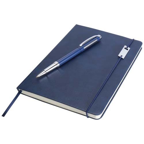 PF106258-3Legato Elegance A5 Hardcover Notizbuch mit Tintenroller Set_ Ozeanblau_Ozeanblau