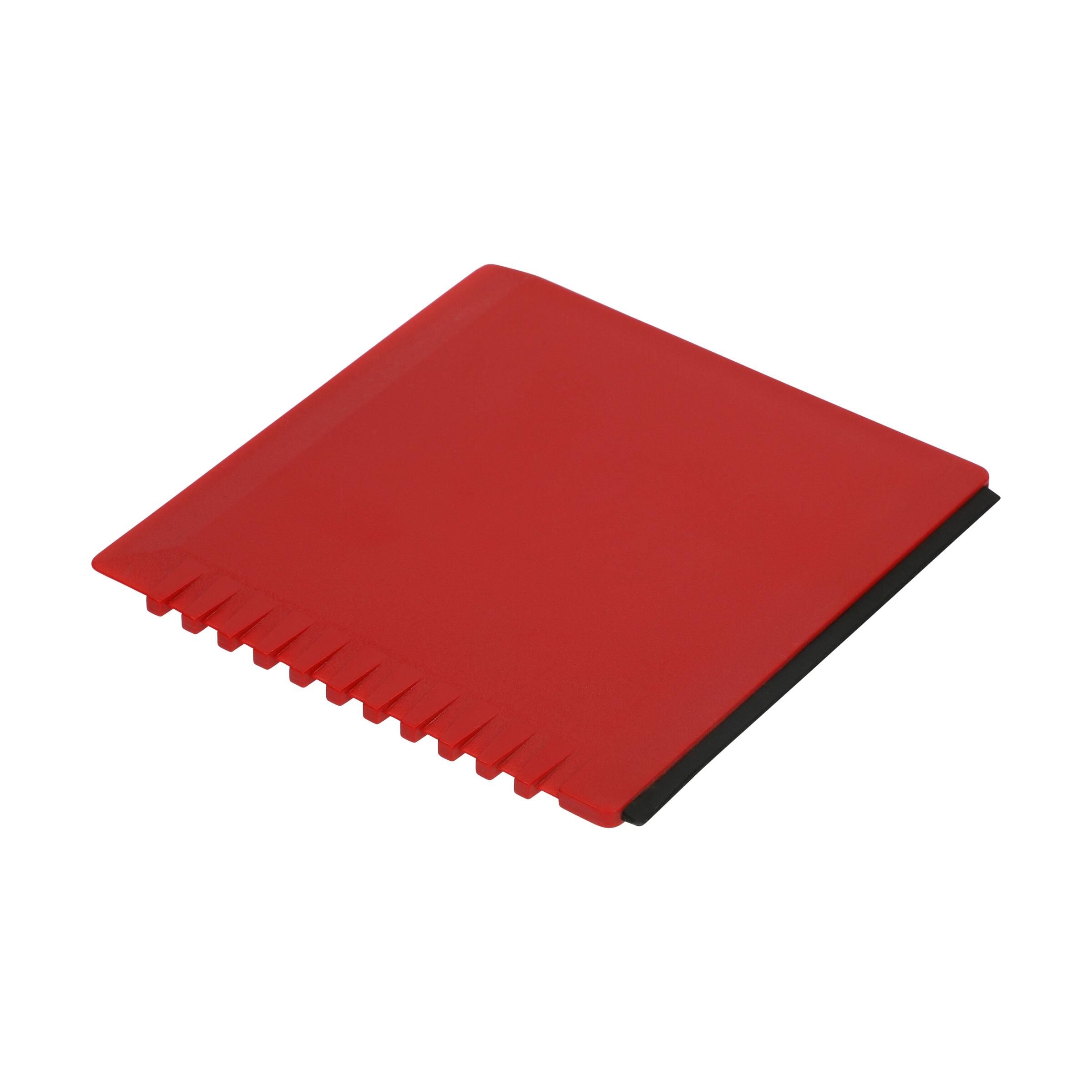 EL04224-5Eiskratzer _Quadrat_ mit Wasserabstreifer_ standard-rot