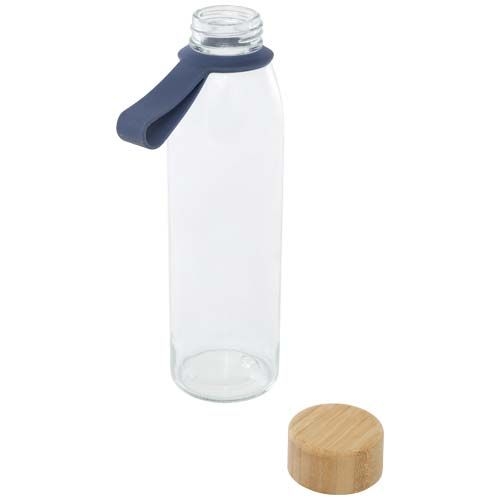 PF100853-3Porto 500 ml Glas-Flasche mit Silikongriff und Bambusdeckel _ Ozeanblau