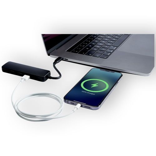 PF124368-1Loop Multimedia-Adapter aus recyceltem RCS Kunststoff USB 2_0-3.0 mit HDMI-Anschluss_ schwarz