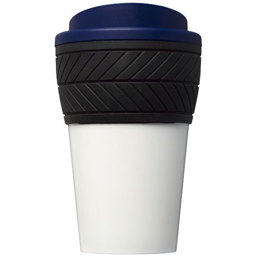 PF210088-3Brite-Americano® 350 ml Isolierbecher mit Schutzring Reifen-Design_ blau