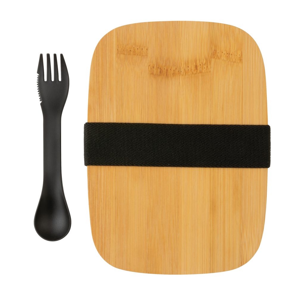 XDP269.62-2Stainless Steel Lunchbox mit Bambus-Deckel und Goeffel_ silber