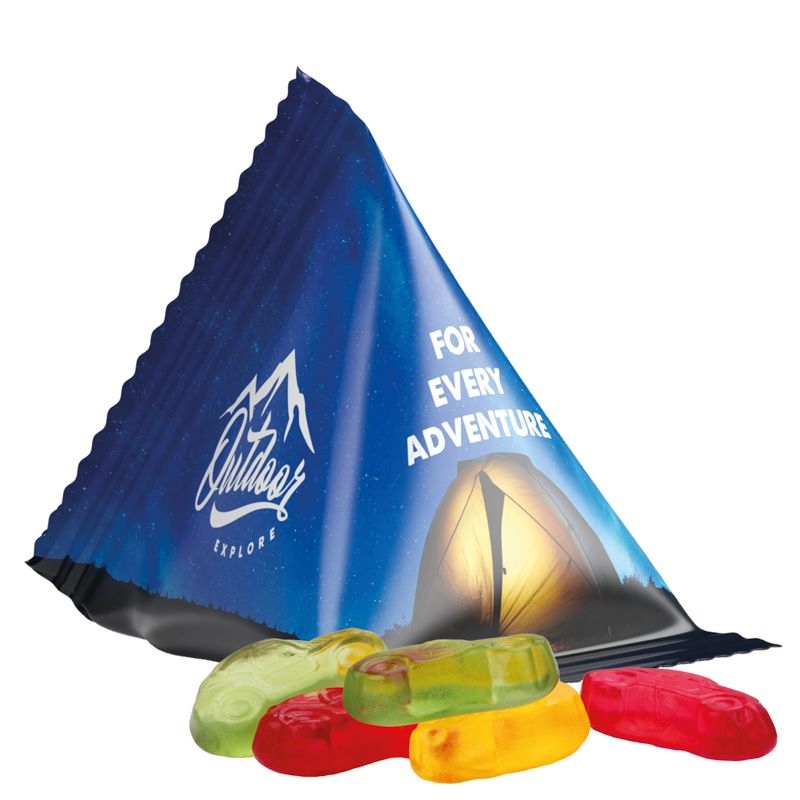 JG10063-7Tetraeder 15g_ Fruchtgummi Standardformen_ Auto_ weisse Folie