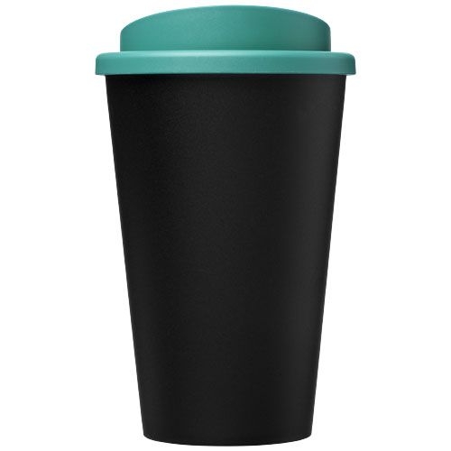 PF210422-7Americano® Eco 350 ml recycelter Becher_ schwarz_aquablau