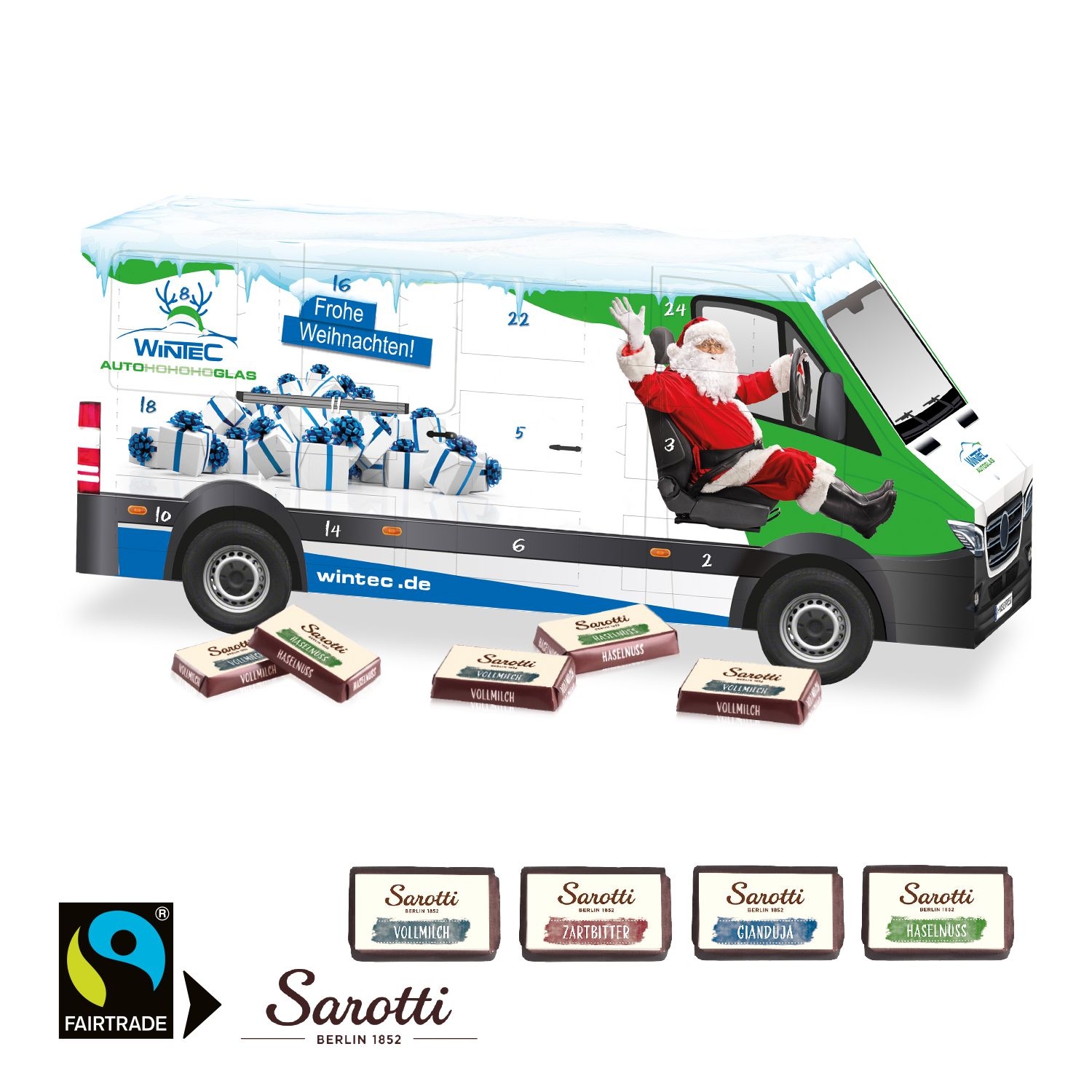 CD951753D Adventskalender _Transporter_ mit Sarotti Fairtrade® Schokolade