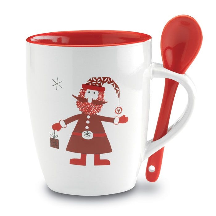 CX1304-99Claus Becher mit Loeffel 250ml_ bunt