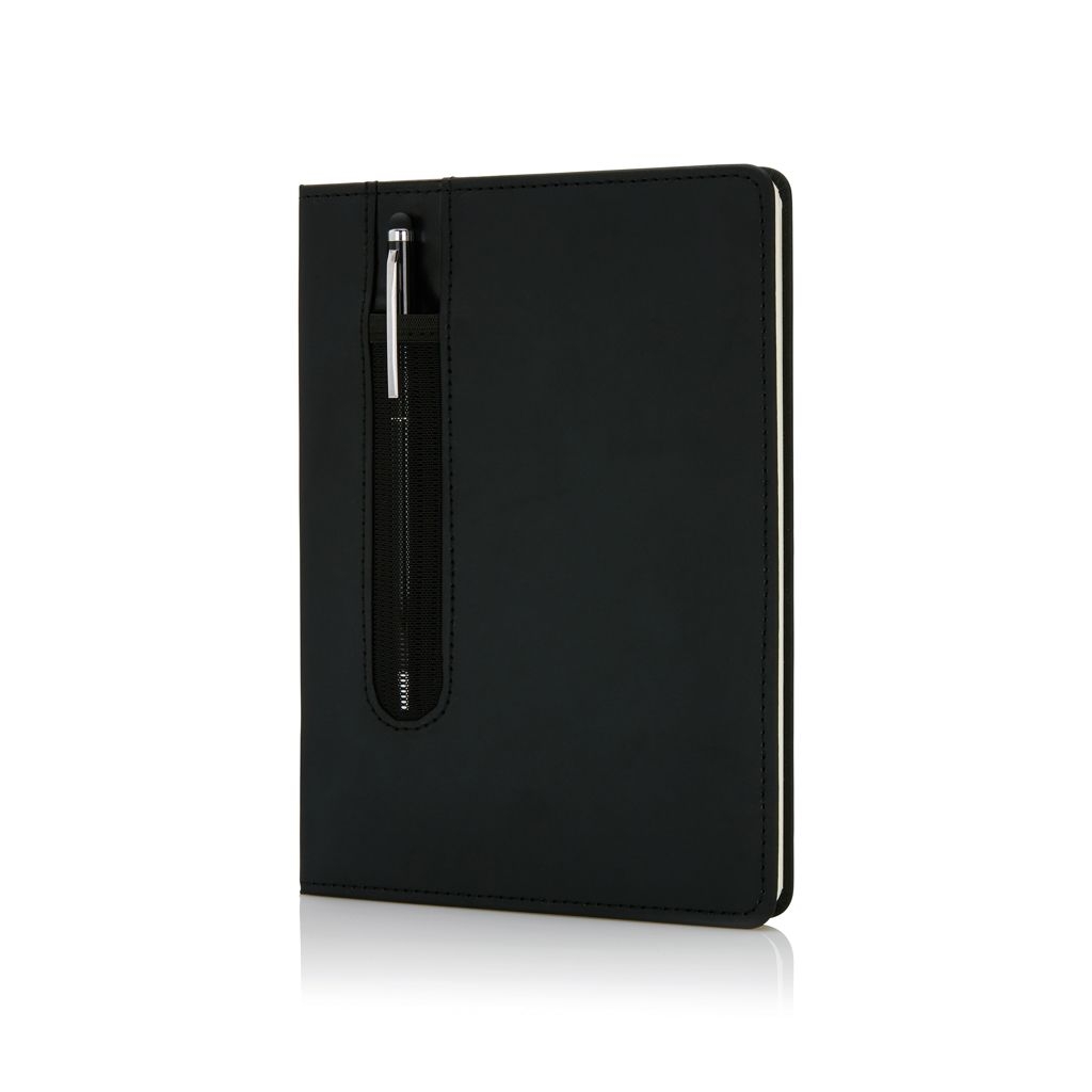 XDP773.31-1Basic Hardcover PU A5 Notizbuch mit Stylus-Stift_ schwarz