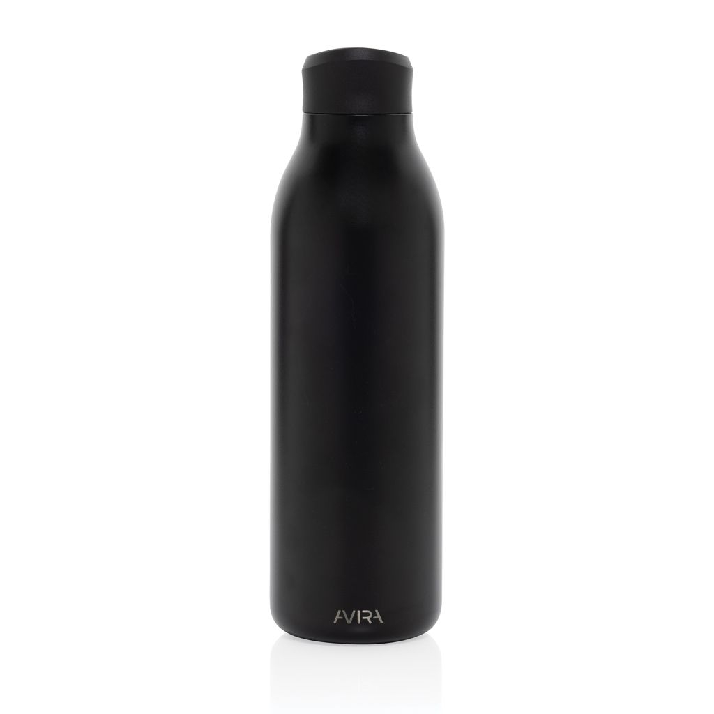 XDP438_09-01Avira Alok 360 Klick-Wasserflasche aus RCS rec. Stahl_ 600ml_ schwarz