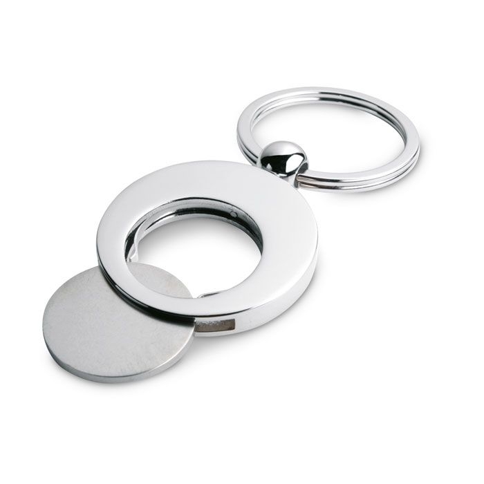 IT3866-17Euring Schluesselring mit Muenzhalter_ silber glaenzend