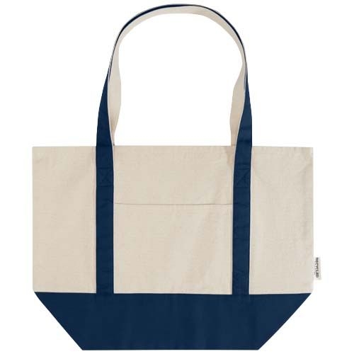 PF120749-2Sam 320 g_m² Tragetasche aus GRS recycelter Baumwolle_ navy_natur