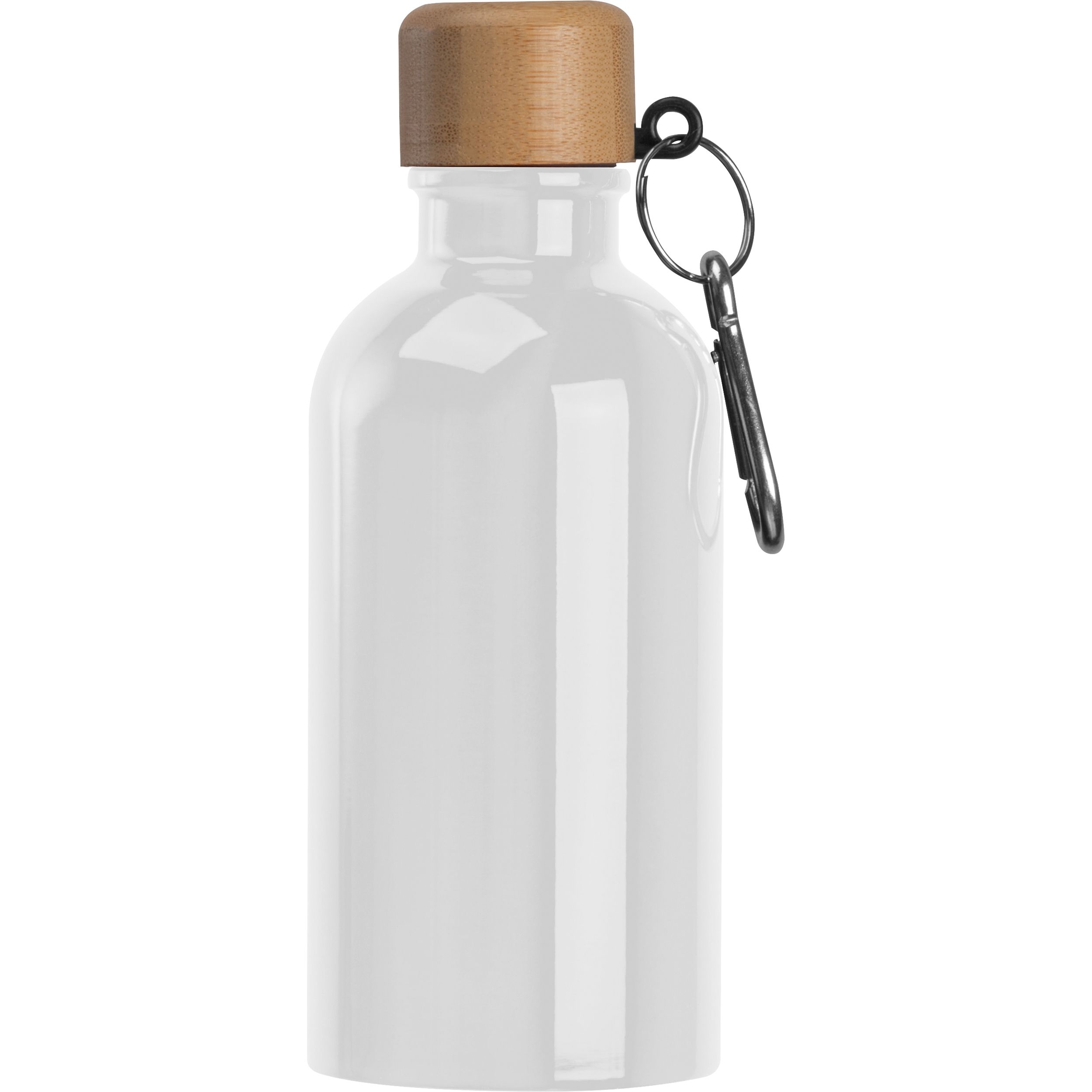 MA84972-06Edelstahltrinkflasche mit Karabiner_ 400ml MARILYN_ weiss