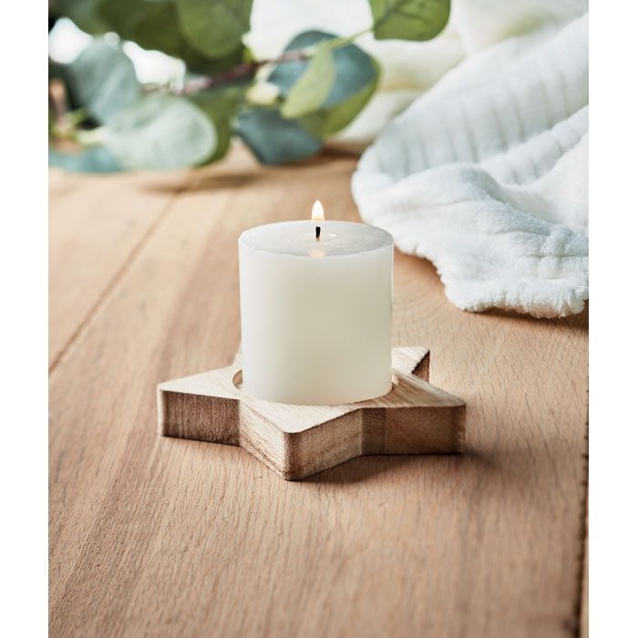 CX1481-40Lotus Kerze mit Halter_ holz