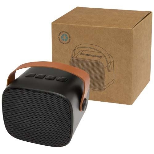 PF124436-2Diya 3W kabelloser Lautsprecher aus recyceltem Kunststoff_ schwarz