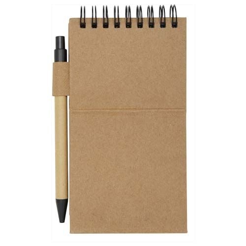 PF107988-1Flipper Haftnotizblock mit Kugelschreiber _schwarze Mine_ natur