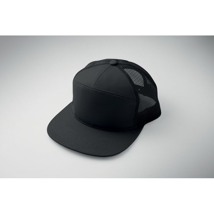 MO2866-03Bead Flache Kappe 7 Panels_ schwarz